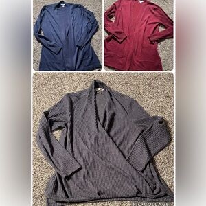 ☃️ Christopher & Banks Ribbed Faux Wrap Time Tru Cardigan Sweater Bundle